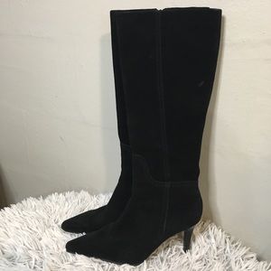 CHAPS leather and wool 3” knee high boots EUC